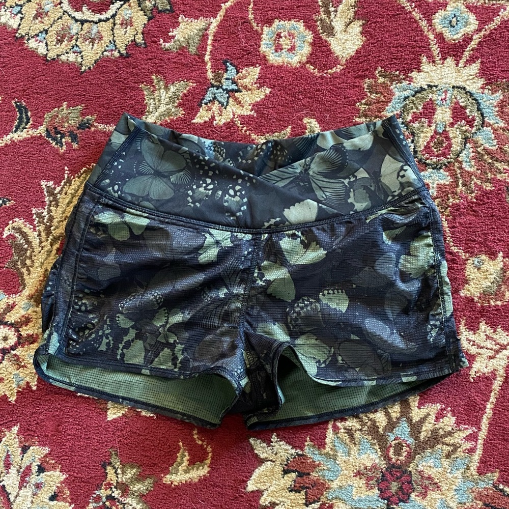 lululemon butterfly camo shorts